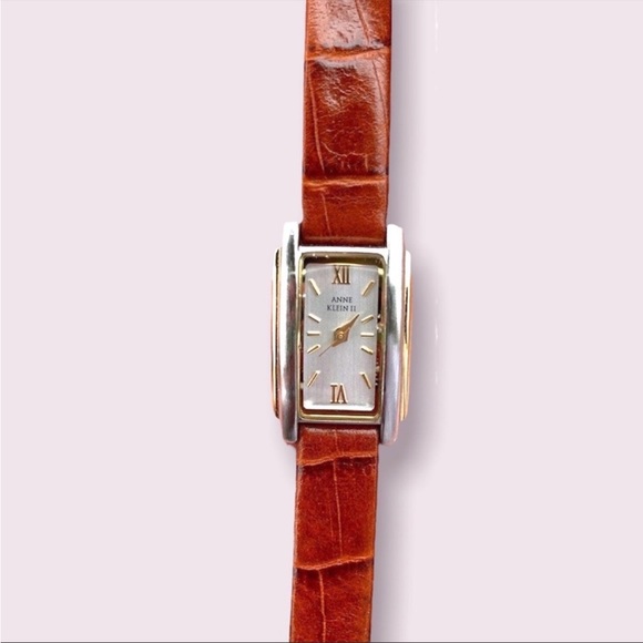 Retro Watch Women’s Tank Wristwatch Leather Strap Band Anne Klein - Picture 3 of 10